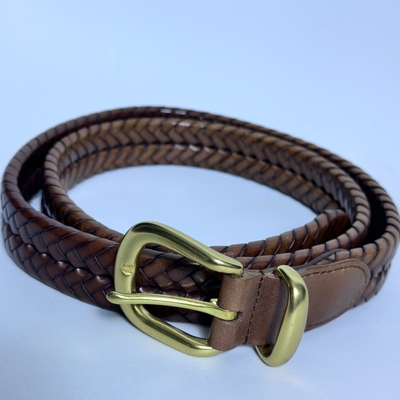 Coach Woven Men’s Brown Leather Belt Size  40” 100 cm - Picture 5 of 9